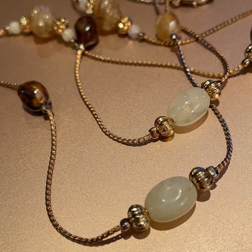 Dainty Beaded Station Necklace 28”